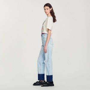 Sandro lord two tone high rise straight leg jean